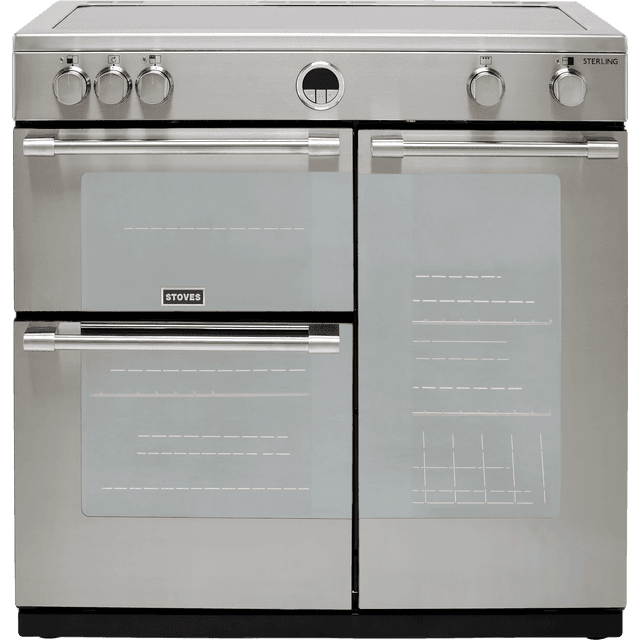 Stoves Sterling S900EI 90cm Electric Range Cooker with Induction Hob - Stainless Steel - A/A/A Rated